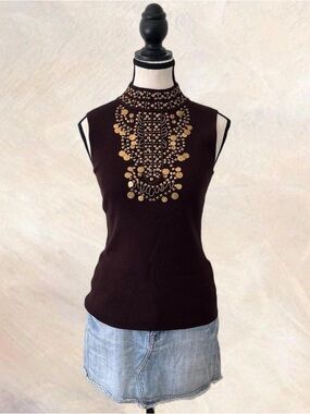 Belldini Brown Turtle Neck Sleeve Top